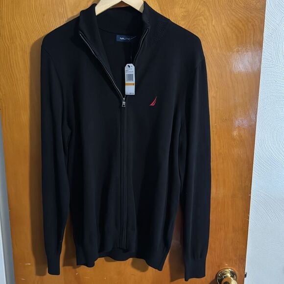 Nautica Sweater Mens Small Black Cardigan - Picture 1 of 2